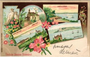 1899 Balatonföldvár, Zrínyi szálloda, Nessi és Schmidt villa, Stefánia sánc, kápolna. Gerenday Gyula...