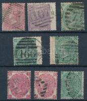 Nagy-Britannia 1855-1867 8 db klf Viktória-fejes bélyeg (Mi EUR 740.-)
