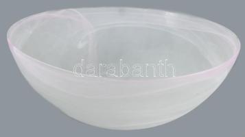 Savmaratott színezett üveg kínáló, hibátlan, d: 29 cm, m: 11 cm