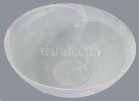 Savmaratott színezett üveg kínáló, hibátlan, d: 29 cm, m: 11 cm