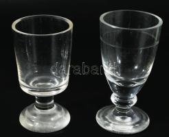 cca 19. sz. második fele, Antik 6 részes talpas pohár szett, egyik eltérő, m: 13 cm