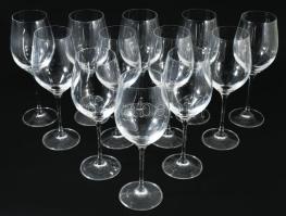 12 részes kristály talpas borospohár garnitúra, hibátlan, m: 23 cm