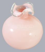 Pink színezésű hutaüveg váza, hibátlan, m: 22 cm