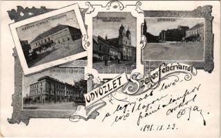 1898 Székesfehérvár, Magyar Király szálloda, Zirci templom, Nádor utca, színház, honvéd tiszti pavil...