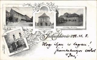 1898 Székesfehérvár, Városház, Püspöki palota, Tűzoltó laktanya, Izraelita templom, zsinagóga. Kaufm...