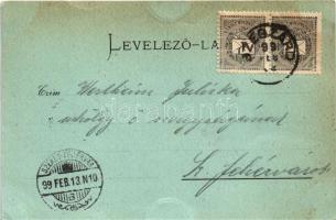 1899 Szekszárd, Fő tér, Garay János szobor avatási ünnepsége magyar zászlókkal. Weltmann Ignác kiadá...