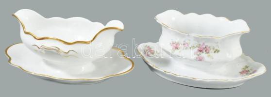 2 darab szószos edény, jelzett, egyiken kis kopással, h: 23 cm alatt