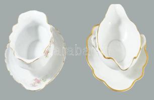 2 darab szószos edény, jelzett, egyiken kis kopással, h: 23 cm alatt