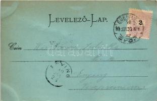 1899 Sopron, Színház tér télen, este holdfényben, Színház kávéház. Carl Schwarz, O. Schleich Nachf