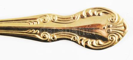 3 darab aranyozott szervírozókanál és villa, h: 21 cm