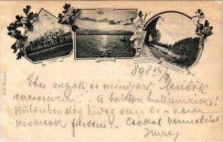 1898 Siófok, Sió csatorna, Balaton napnyugat, corso. Szále kiadása. Art Nouveau, floral (EB)