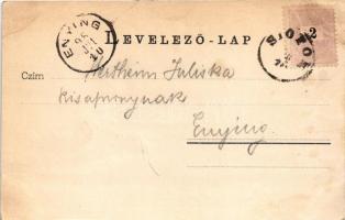 1898 Siófok, Sió csatorna, Balaton napnyugat, corso. Szále kiadása. Art Nouveau, floral (EB)