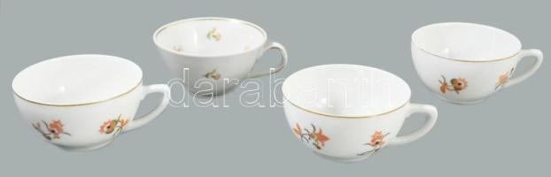 Zsolnay 4 darab virágmintás csésze, jelzett, kis kopással.