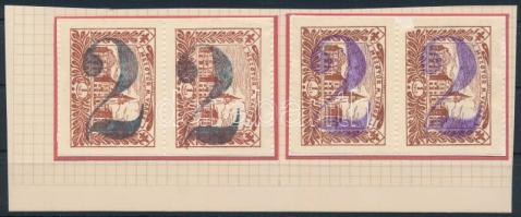 4 db Mezőtúr városi illetékbélyeg papírdarabra ragasztva