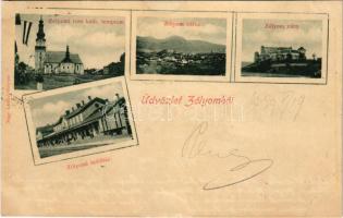 1899 Zólyom, Zvolen; római katolikus templom, látkép, indóház, vasútállomás. Nagy László kiadása / c...