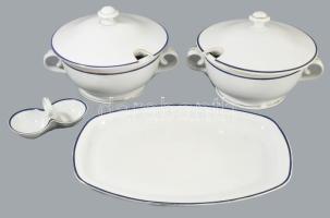 Zsolnay kékcsíkos peremű 44 részes étkészlet, jelzett, kopással, 1-1 hiba előfordulhat. /// KIZÁRÓLAG SZEMÉLYES ÁTVÉTEL, NEM POSTÁZZUK! / ONLY PERSONAL COLLECTION AT OUR OFFICE