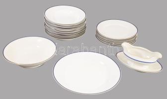 Zsolnay kékcsíkos peremű 44 részes étkészlet, jelzett, kopással, 1-1 hiba előfordulhat. /// KIZÁRÓLA...