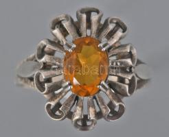 Ezüst (Ag) gyűrű sárga kővel, jelzett, méret: 55, brutó: 3,48 g