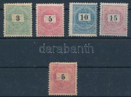 1898-1899 5 db krajcáros bélyeg 3. osztályú minőségben / 3rd class quality