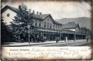 1899 Ruttka, Vrútky; pályaudvar, vasútállomás. Moskóczi Ferencné kiadása / railway station