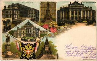 1898 Wien, Vienna, Bécs; K.K. Hofoper, K.K. Hofburgtheater, Volkstheater, Beethoven Denkmal, Radetzk...