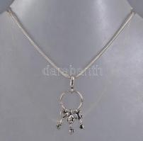 Ezüst (Ag) kígyó nyaklánc medállal, jelzett, h: 42 cm, 11,8 g