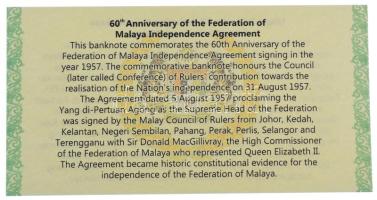 Malajzia 2017. 60R "MRR 0004256" "A függetlenség 60. évfordulója" műbőr dísztokb...