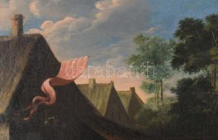 Teniers, David Ifj. (1610-1690) után, XVIII. sz. festő: Mulatozók a fogadó előtt. Olaj, vászon. Jelz...