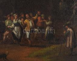 Teniers, David Ifj. (1610-1690) után, XVIII. sz. festő: Mulatozók a fogadó előtt. Olaj, vászon. Jelz...