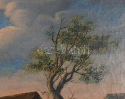 Teniers, David Ifj. (1610-1690) után, XVIII. sz. festő: Mulatozók a fogadó előtt. Olaj, vászon. Jelz...