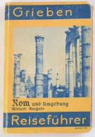 Rom und Umgebung. Grieben Reiseführer Band 172. Berlin, 1934, Grieben, 164+VII+1 p.+7 (térképek, köztük hátul egy kihajtható nagyméretű térképpel) t. Német nyelven. Kiadói papírkötés, sérült gerinccel, kopott borítóval.
