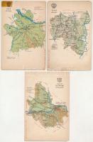 16 db RÉGI magyar motívum képeslap: Károlyi Gy. vármegye térképek, több javított vagy sérült, duplik...