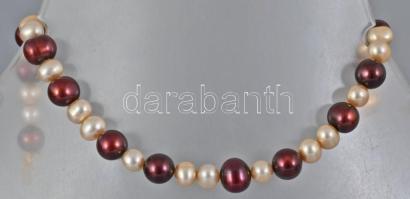 Tenyésztett gyöngy karkötő, jelzett, h: 18,5 cm