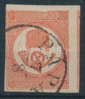 1871 Kőnyomat Hírlapbélyeg téglavörös, szép lemezhibákkal / Newspaper stamp with plate flaws "P...