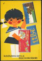 Müller Ilona (1929-2012): Kedvencem a tejcsokoládé, Szerencsi, Tibi, 1963. Plakát, ofszet, papír, jelzés nélkül, Athenaeum ofszetnyomása, apró lapszéli gyűrődésekkel, 25x17,5 cm