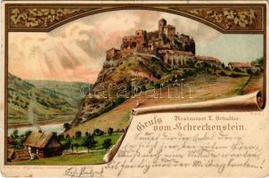 1900 Strekov, Schreckenstein (Ústí nad Labem, Aussig); Restaurant T. Schultze. F. Richter Kunstansta...