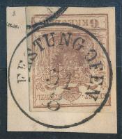 1850 6kr a jobb alsó saroknál lemezhiba / plate flaw "FESTUNG OFEN"