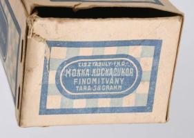 1959 Szerencsi Cukorgyár 1 kg-os mokka kockacukor doboz, 20x8,5x6,5 cm