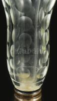 Kristály váza jelzett ezüst (Ag) talppal, m: 19,5 cm