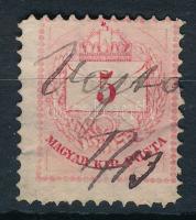 1874 5kr 11 1/2 fogazással, kézi érvénytelenítéssel