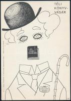 Kaján Tibor (1921-2016): Téli könyvvásár, 1971. Plakát, papír, jelzett a plakáton, Offset Nyomda, 23,5x16,5 cm