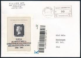 2001 Szakirodalomban nem szereplő emlékív: 75 éve alakult meg a Strigonium esztergomi bélyeggyűjtők köre fekete felülnyomás a 40 éves a Philatelia Hungarica emlékíven. Rendkívül ritka, eddig nem látott darab ajánlott levélen.