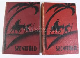 Zadravecz István: Szentföld 1-2. köt. Bp.,(1931), Szentföld Magyarországi Biztosi Hivatala, 8+319 p.+15 t. + 1 (kihajtható térkép) t.; 4+331 p.+17 t. Második kiadás. A kötést tervezte és a szövegképeket rajzolta: Márton Lajos festőművész. Gazdag képanyaggal illusztrált. Kiadói illusztrált egészvászon-kötés, kissé kopott borítóval, az I. kötet gerincén sérüléssel.