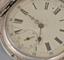 Dupla ezüst (Ag) fedeles zsebóra. Remontoir 15 köves szerkezettel, nem működik. számlapon repedés. d...