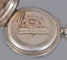 Dupla ezüst (Ag) fedeles zsebóra. Remontoir 15 köves szerkezettel, nem működik. számlapon repedés. d...