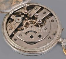 Dupla ezüst (Ag) fedeles zsebóra. Remontoir 15 köves szerkezettel, nem működik. számlapon repedés. d...