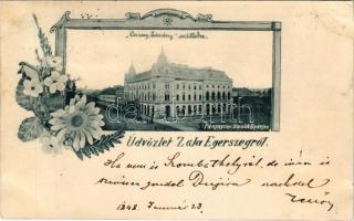 1898 Zalaegerszeg, Arany bárány szálloda. Fénynyomat Divald műintézetből. Art Nouveau, floral (vágott / cut)