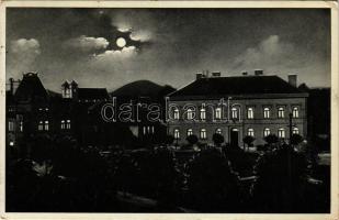 1932 Eperjes, Presov; Seminár a posta / Jókai tér, szeminárium és postapalota este holdfényben / square, seminary, post palace at night in moonlight (Rb)