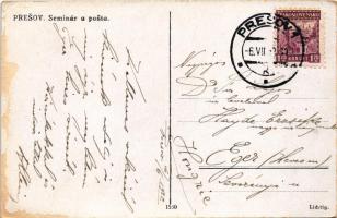 1932 Eperjes, Presov; Seminár a posta / Jókai tér, szeminárium és postapalota este holdfényben / squ...