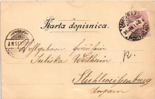 1898 Zagreb, Zágráb; Akademicki trg / tér / Academy Square (vágott / cut)